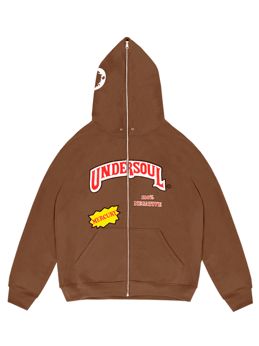 BROWN UNDERWOOD FULL ZIP HOODIE