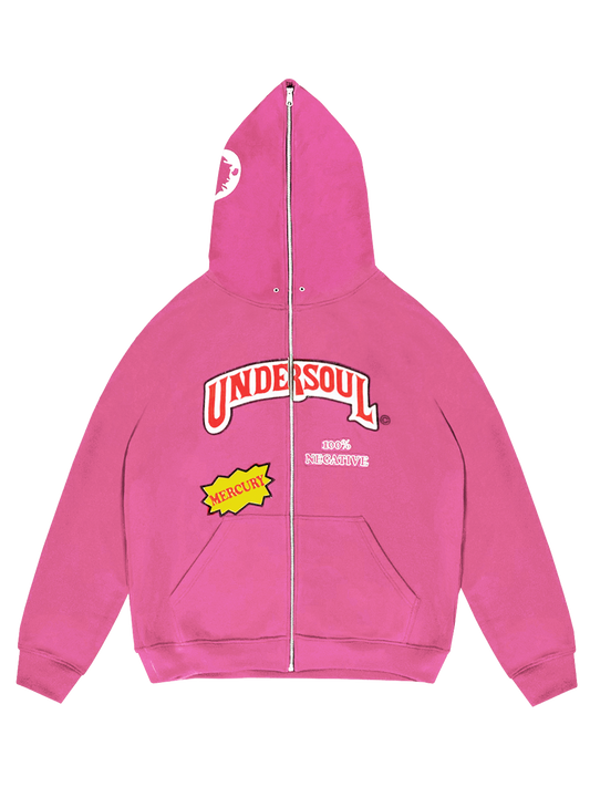 PINK UNDERWOOD FULL ZIP HOODIE