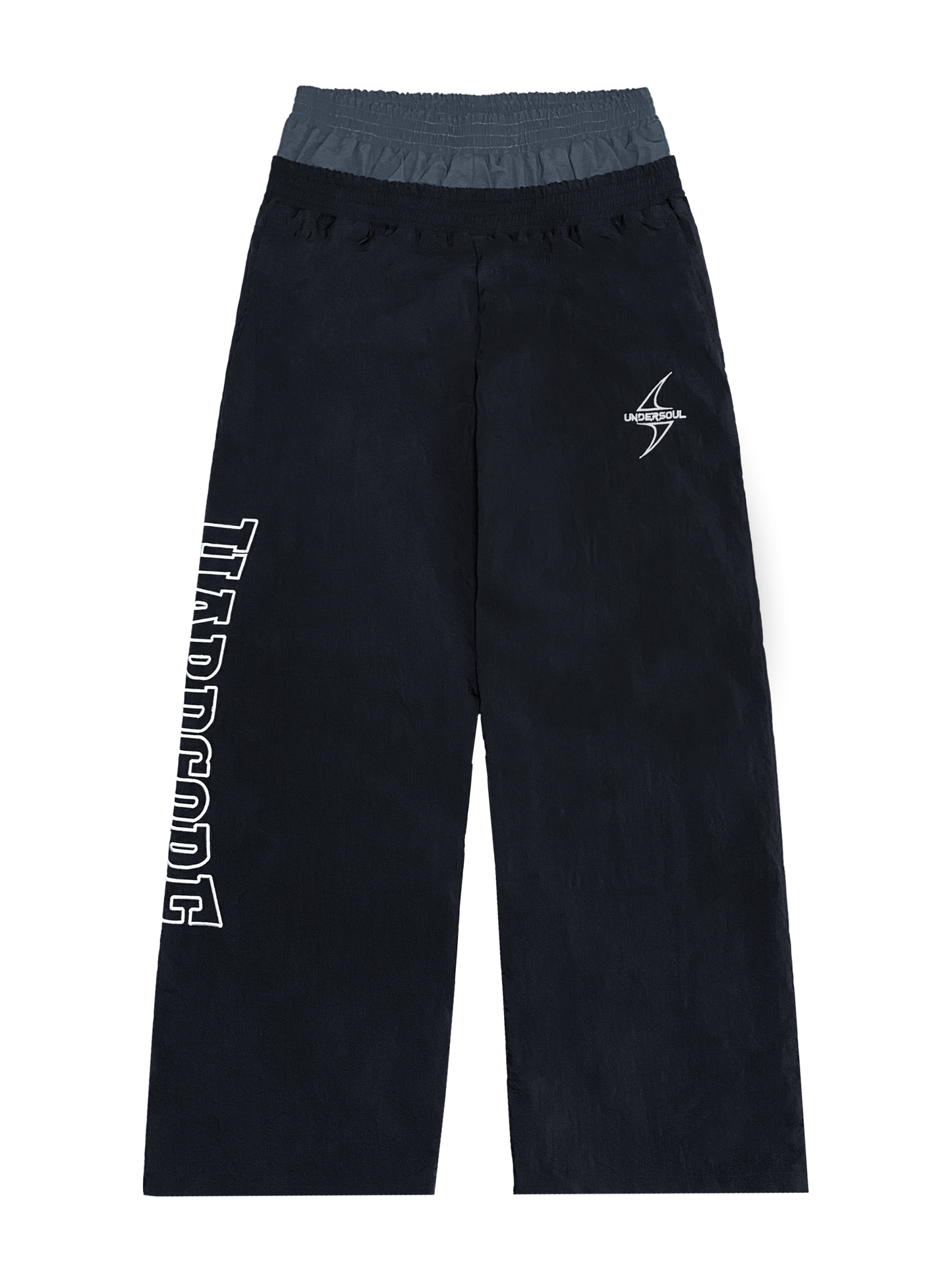 BLACK HARDCORE NYLON TRACKSUIT PANTS