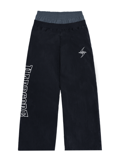 BLACK HARDCORE NYLON TRACKSUIT PANTS
