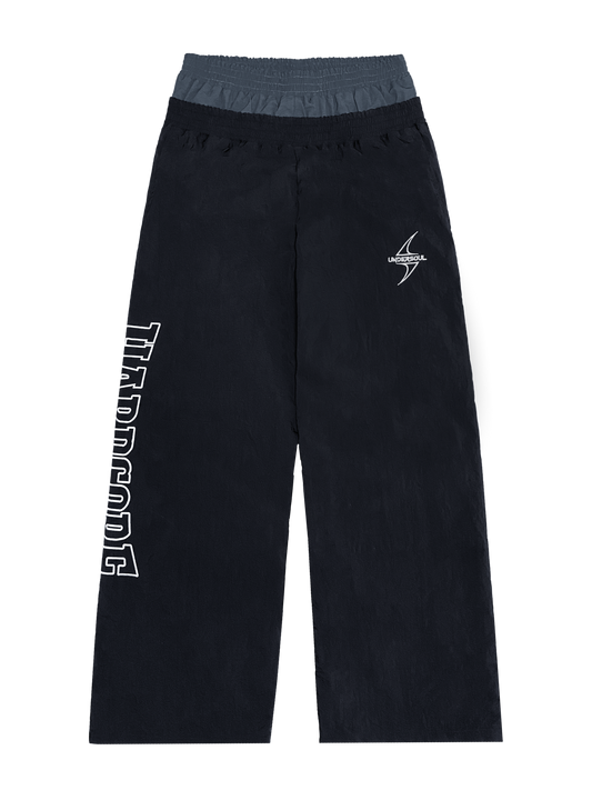BLACK HARDCORE NYLON TRACKSUIT PANTS