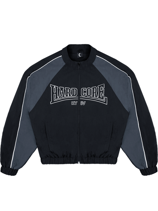 BLACK HARDCORE NYLON TRACKSUIT JACKET