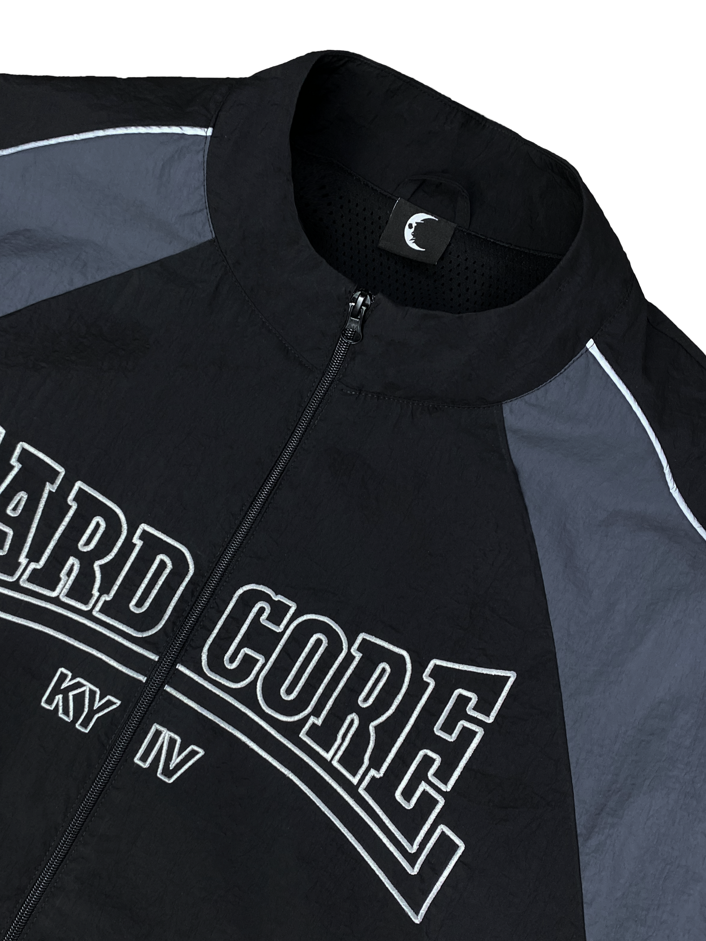 BLACK HARDCORE NYLON TRACKSUIT JACKET