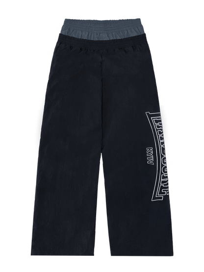 BLACK HARDCORE NYLON TRACKSUIT PANTS