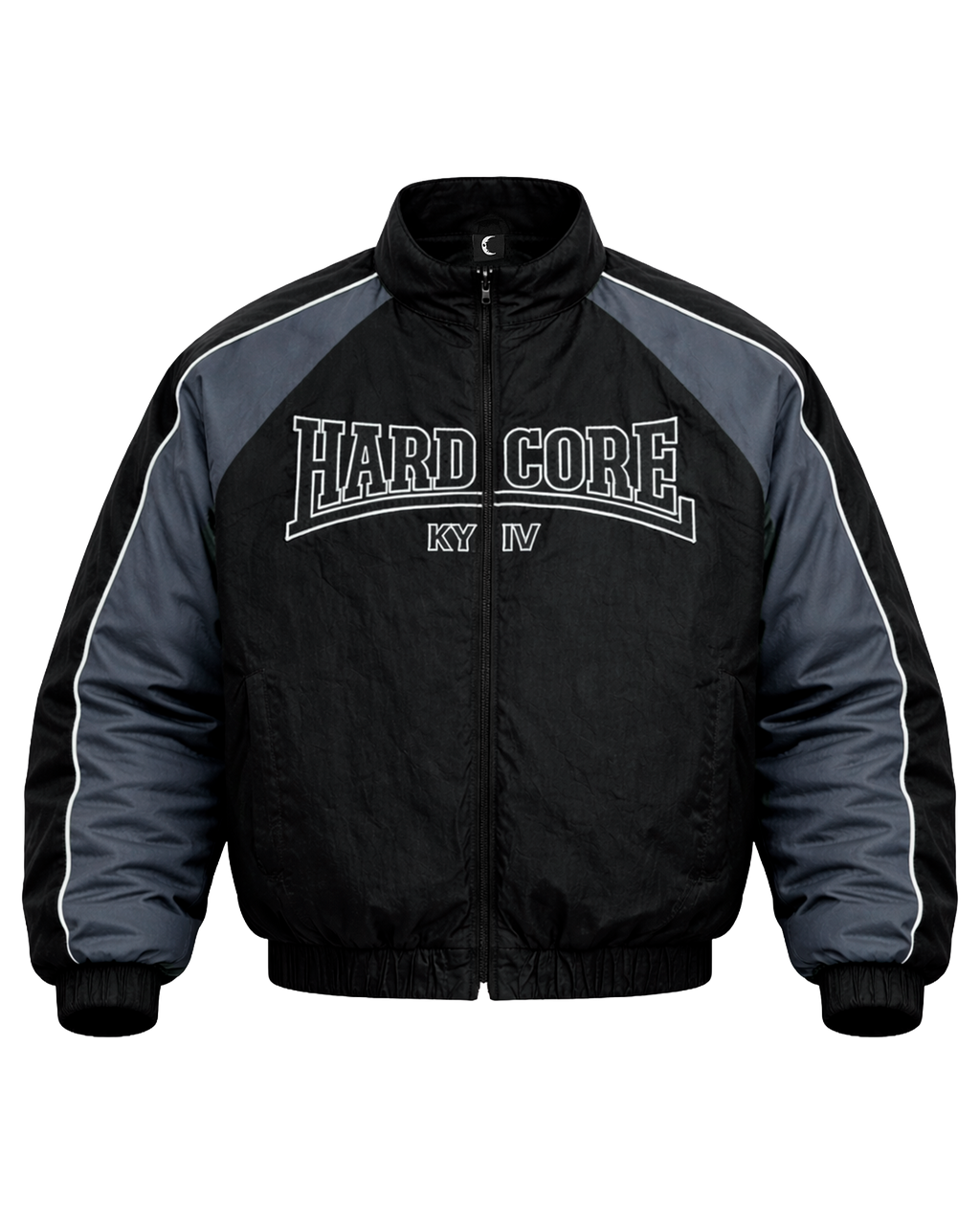 BLACK HARDCORE NYLON TRACKSUIT JACKET
