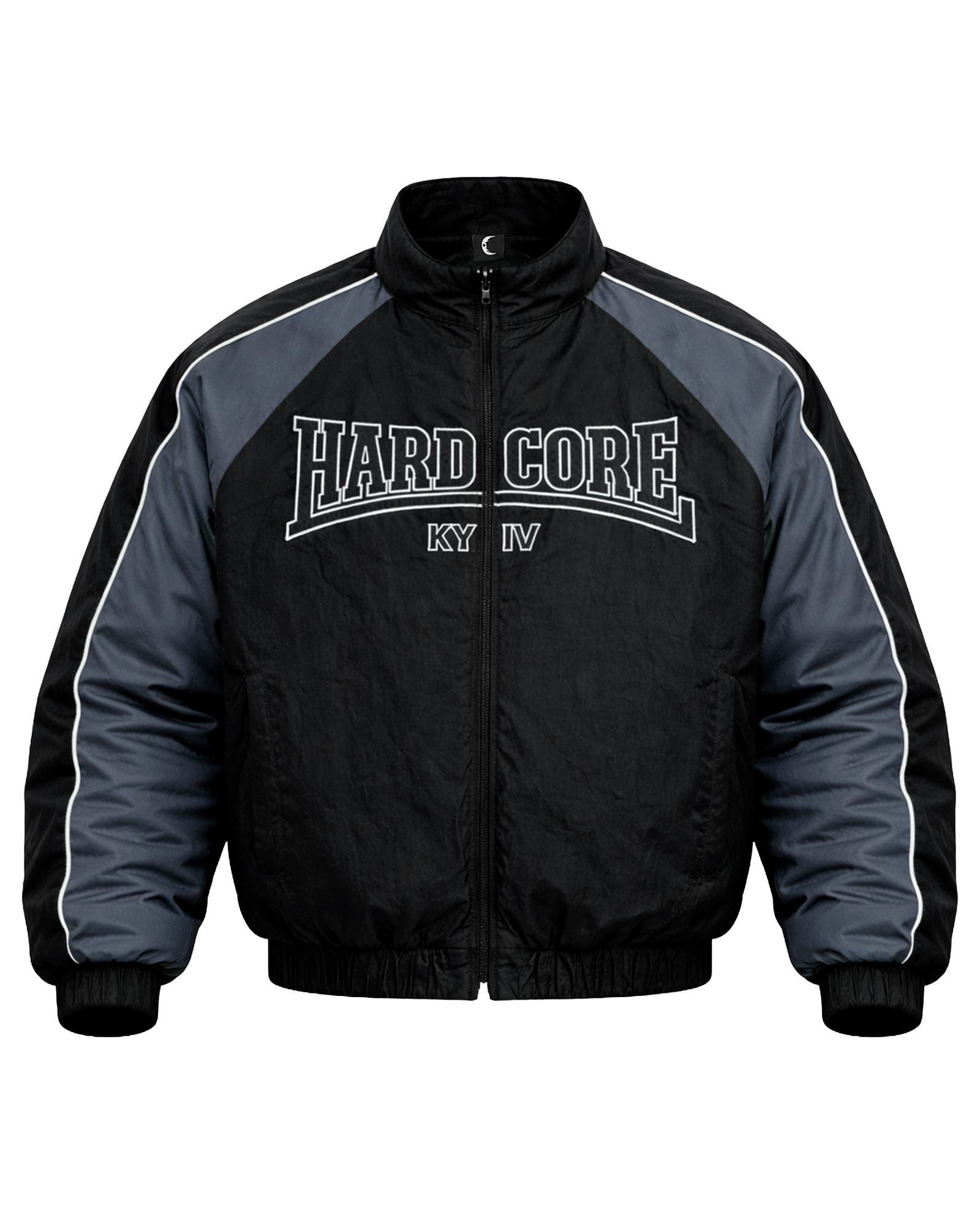 BLACK HARDCORE NYLON TRACKSUIT JACKET
