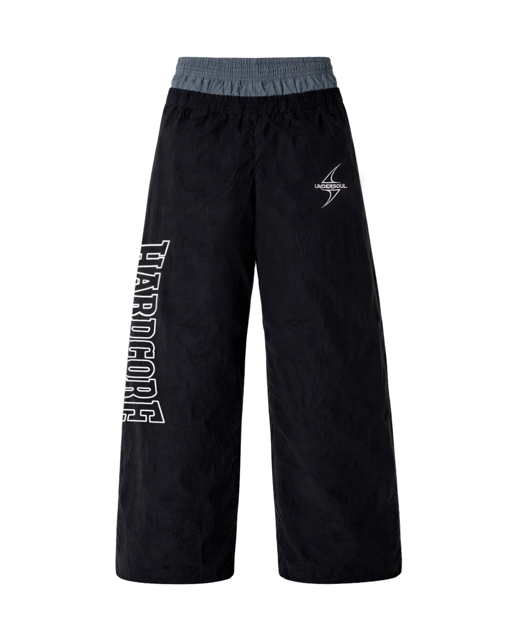 BLACK HARDCORE NYLON TRACKSUIT PANTS