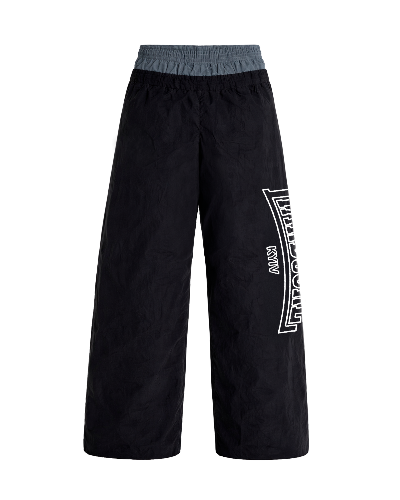 BLACK HARDCORE NYLON TRACKSUIT PANTS