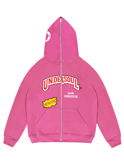 PINK UNDERWOOD FULL ZIP HOODIE