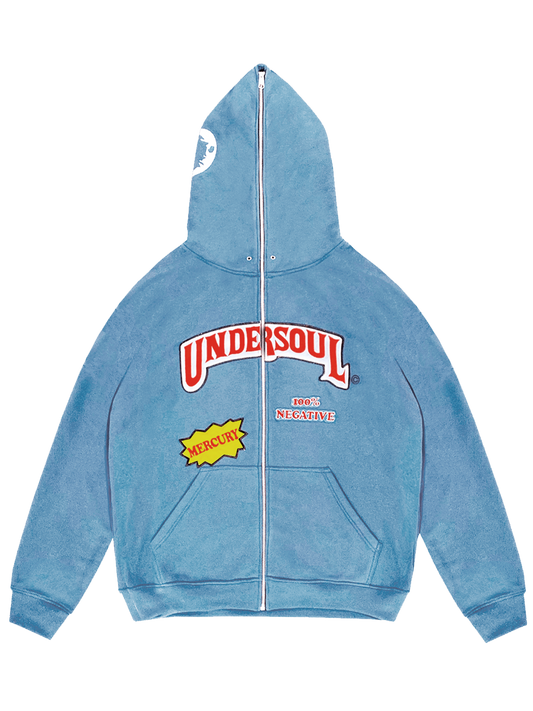 LIGHT BLUE UNDERWOOD FULL ZIP HOODIE
