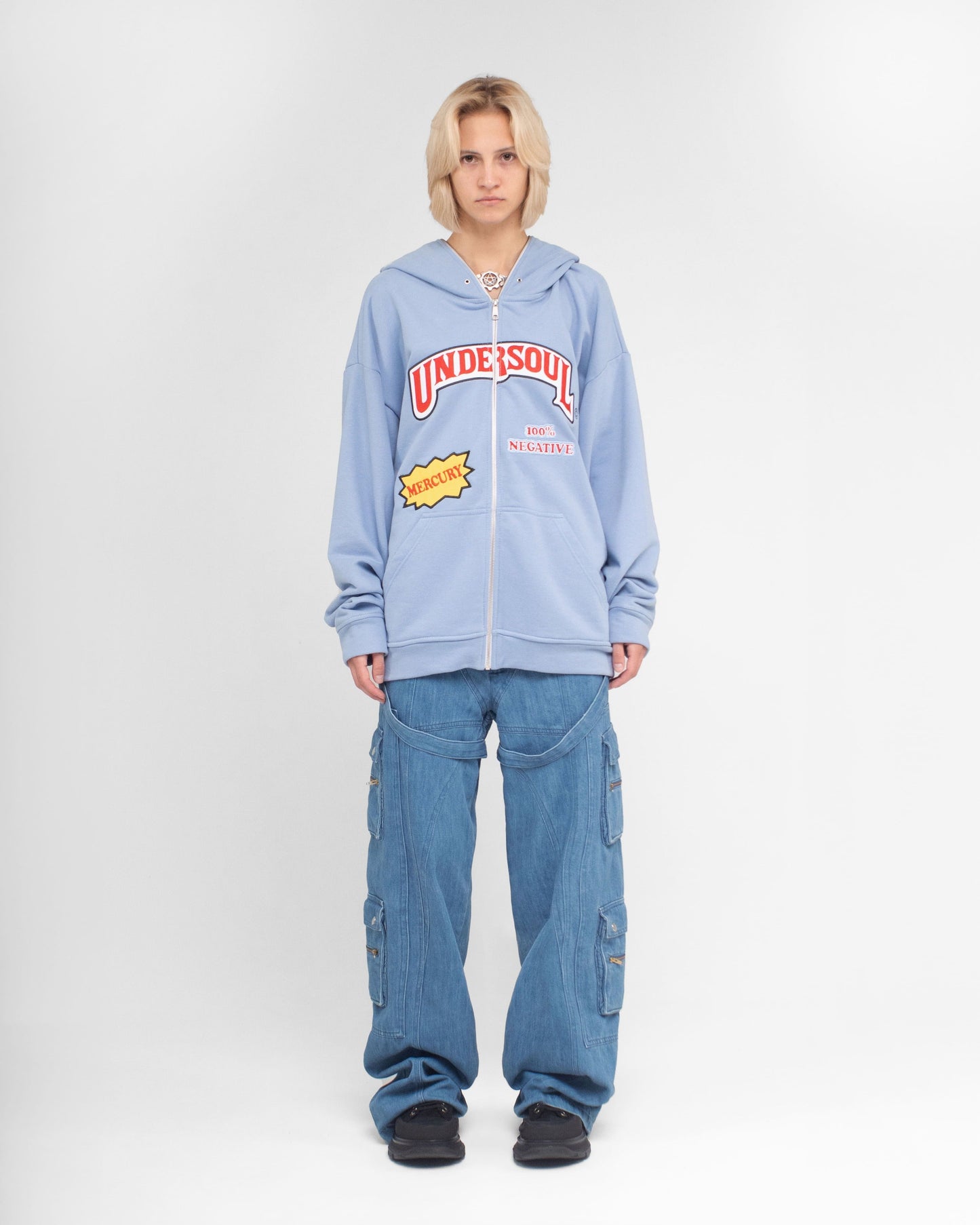 LIGHT BLUE UNDERWOOD FULL ZIP HOODIE